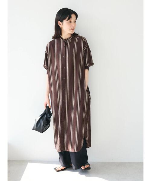 CRAFT STANDARD BOUTIQUE（クラフトスタンダードブティック）の「リネンレーヨンストライプワンピース（ワンピース・レディース・ベージュ系その他2/ブラウン系その他4・FREE）」の16枚目の写真