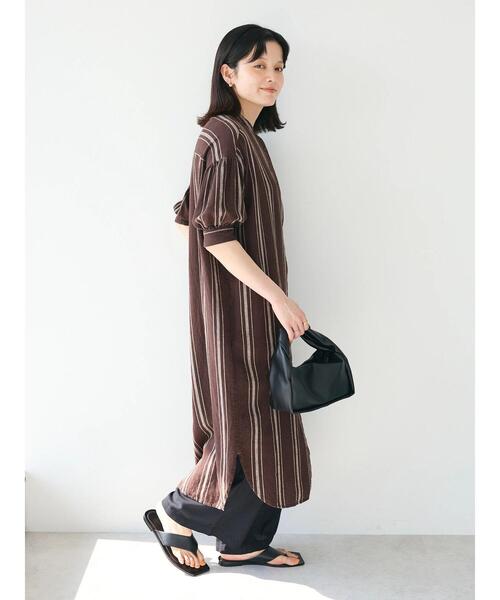 CRAFT STANDARD BOUTIQUE（クラフトスタンダードブティック）の「リネンレーヨンストライプワンピース（ワンピース・レディース・ベージュ系その他2/ブラウン系その他4・FREE）」の14枚目の写真