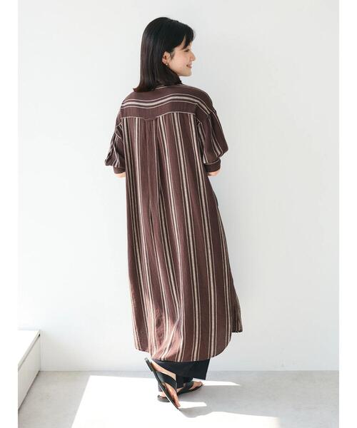 CRAFT STANDARD BOUTIQUE（クラフトスタンダードブティック）の「リネンレーヨンストライプワンピース（ワンピース・レディース・ベージュ系その他2/ブラウン系その他4・FREE）」の13枚目の写真