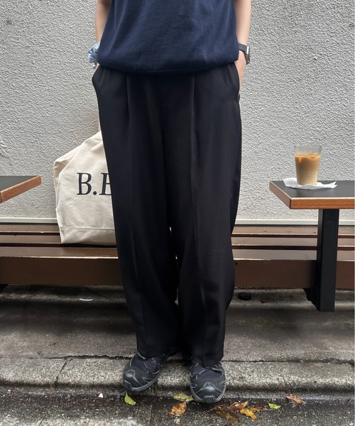 BROKEN BASE(ブロークンベース)の「タックワイドスラックス(スラックス・メンズ・ブラック/グレー・MEDIUM/LARGE)」の6枚目の写真