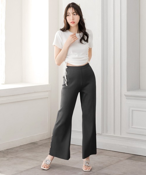 Julia Boutique(ジュリアブティック)の「シェルボタン付きフレアニットパンツ/24098(その他パンツ・レディース・ピンク/ホワイト/ブラック・ONE)」の10枚目の写真