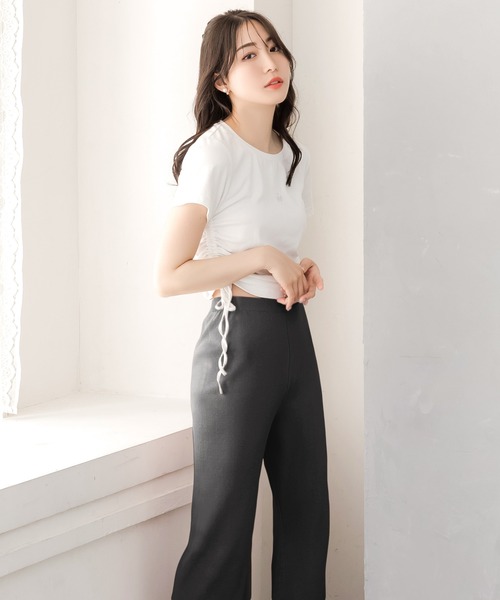 Julia Boutique(ジュリアブティック)の「シェルボタン付きフレアニットパンツ/24098(その他パンツ・レディース・ピンク/ホワイト/ブラック・ONE)」の13枚目の写真