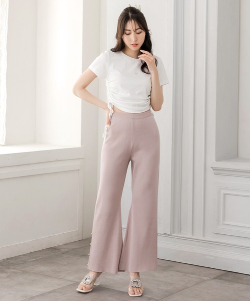 Julia Boutique(ジュリアブティック)の「シェルボタン付きフレアニットパンツ/24098(その他パンツ・レディース・ピンク/ホワイト/ブラック・ONE)」の16枚目の写真