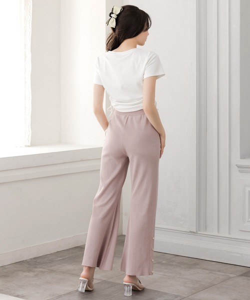 Julia Boutique(ジュリアブティック)の「シェルボタン付きフレアニットパンツ/24098(その他パンツ・レディース・ピンク/ホワイト/ブラック・ONE)」の17枚目の写真