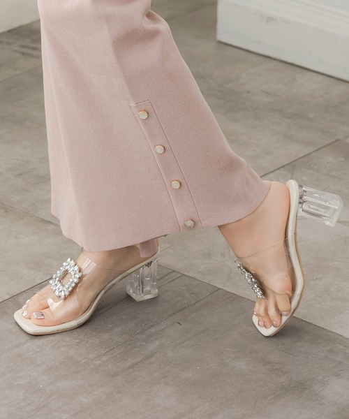 Julia Boutique(ジュリアブティック)の「シェルボタン付きフレアニットパンツ/24098(その他パンツ・レディース・ピンク/ホワイト/ブラック・ONE)」の19枚目の写真