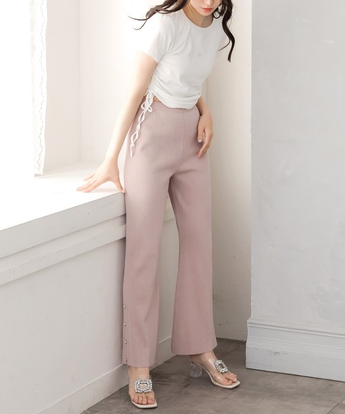 Julia Boutique(ジュリアブティック)の「シェルボタン付きフレアニットパンツ/24098(その他パンツ・レディース・ピンク/ホワイト/ブラック・ONE)」の20枚目の写真
