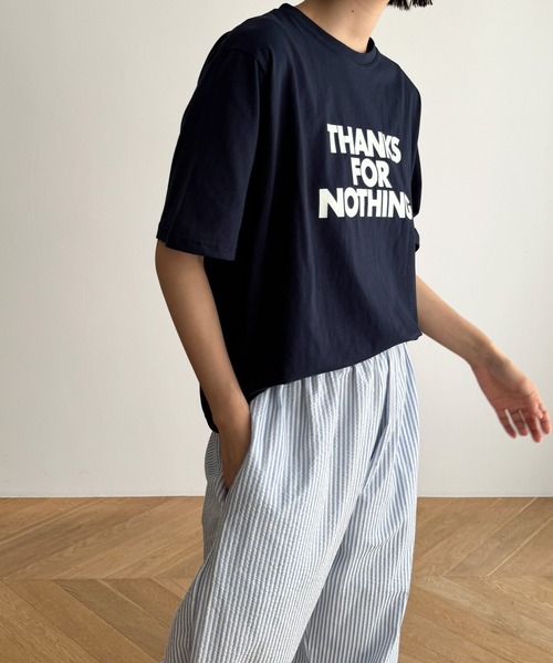 CANAL JEAN（キャナルジーン）の「El mar　THANKS半袖Tシャツ（Tシャツ/カットソー・レディース・オートミール/ネイビー/アイボリー・ONE SIZE）」の6枚目の写真