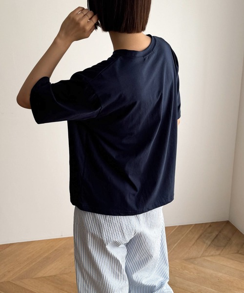 CANAL JEAN（キャナルジーン）の「El mar　THANKS半袖Tシャツ（Tシャツ/カットソー・レディース・オートミール/ネイビー/アイボリー・ONE SIZE）」の5枚目の写真