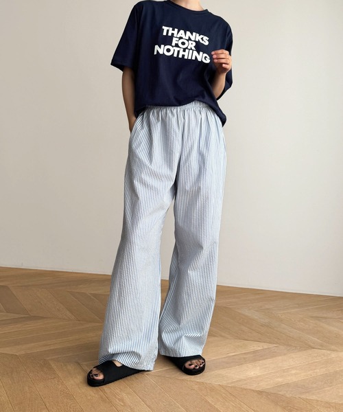 CANAL JEAN（キャナルジーン）の「El mar　THANKS半袖Tシャツ（Tシャツ/カットソー・レディース・オートミール/ネイビー/アイボリー・ONE SIZE）」の4枚目の写真