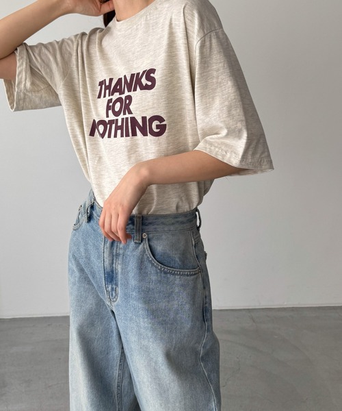 CANAL JEAN（キャナルジーン）の「El mar　THANKS半袖Tシャツ（Tシャツ/カットソー・レディース・オートミール/ネイビー/アイボリー・ONE SIZE）」の9枚目の写真