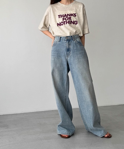 CANAL JEAN（キャナルジーン）の「El mar　THANKS半袖Tシャツ（Tシャツ/カットソー・レディース・オートミール/ネイビー/アイボリー・ONE SIZE）」の7枚目の写真