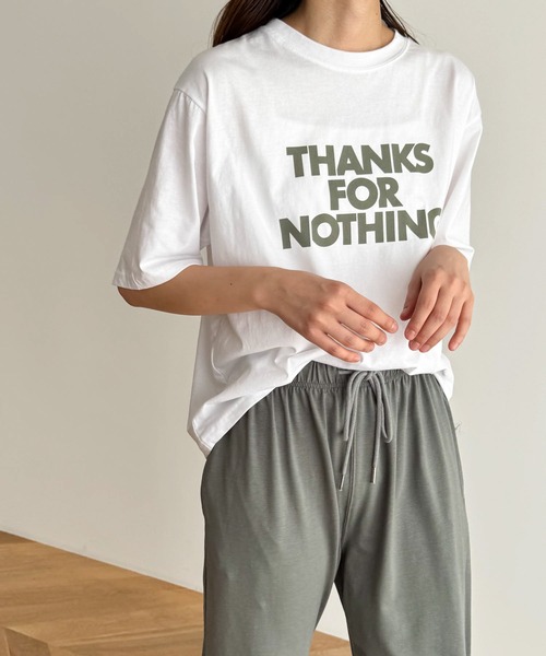 CANAL JEAN（キャナルジーン）の「El mar　THANKS半袖Tシャツ（Tシャツ/カットソー・レディース・オートミール/ネイビー/アイボリー・ONE SIZE）」の12枚目の写真
