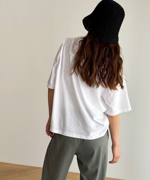 CANAL JEAN（キャナルジーン）の「El mar　THANKS半袖Tシャツ（Tシャツ/カットソー・レディース・オートミール/ネイビー/アイボリー・ONE SIZE）」の11枚目の写真