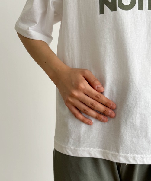 CANAL JEAN（キャナルジーン）の「El mar　THANKS半袖Tシャツ（Tシャツ/カットソー・レディース・オートミール/ネイビー/アイボリー・ONE SIZE）」の14枚目の写真