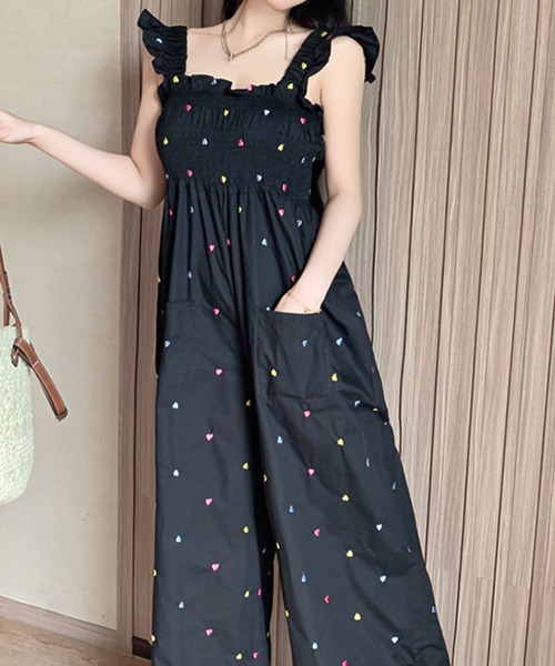 Ulysses(ユリシス)の「ハート刺繍オールインワン/サロペットパンツ(サロペット/オーバーオール・レディース・ブラック・S/M/L)」の18枚目の写真