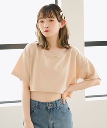 クロップドロゴ刺繍Tシャツ