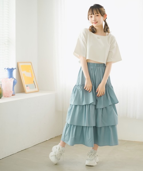 moulis'(ムーリス)の「クロップドロゴ刺繍Tシャツ(Tシャツ/カットソー・レディース・ベージュ/ホワイト/ブルー・LARGE/MEDIUM/3L/LL)」の5枚目の写真