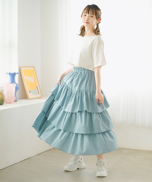 moulis'(ムーリス)の「クロップドロゴ刺繍Tシャツ(Tシャツ/カットソー・レディース・ベージュ/ホワイト/ブルー・LARGE/MEDIUM/3L/LL)」の6枚目の写真