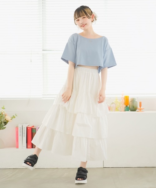 moulis'(ムーリス)の「クロップドロゴ刺繍Tシャツ(Tシャツ/カットソー・レディース・ベージュ/ホワイト/ブルー・LARGE/MEDIUM/3L/LL)」の22枚目の写真