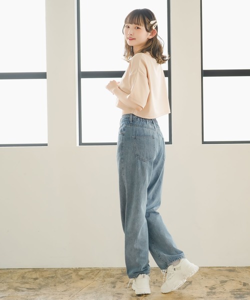 moulis'(ムーリス)の「クロップドロゴ刺繍Tシャツ(Tシャツ/カットソー・レディース・ベージュ/ホワイト/ブルー・LARGE/MEDIUM/3L/LL)」の15枚目の写真