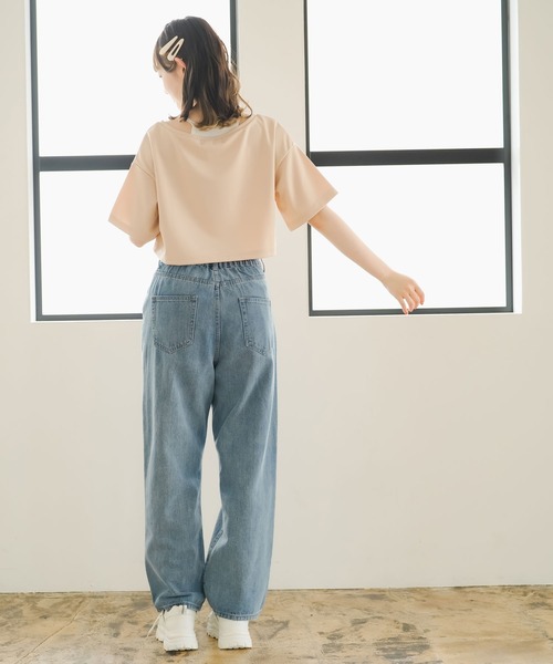 moulis'(ムーリス)の「クロップドロゴ刺繍Tシャツ(Tシャツ/カットソー・レディース・ベージュ/ホワイト/ブルー・LARGE/MEDIUM/3L/LL)」の16枚目の写真