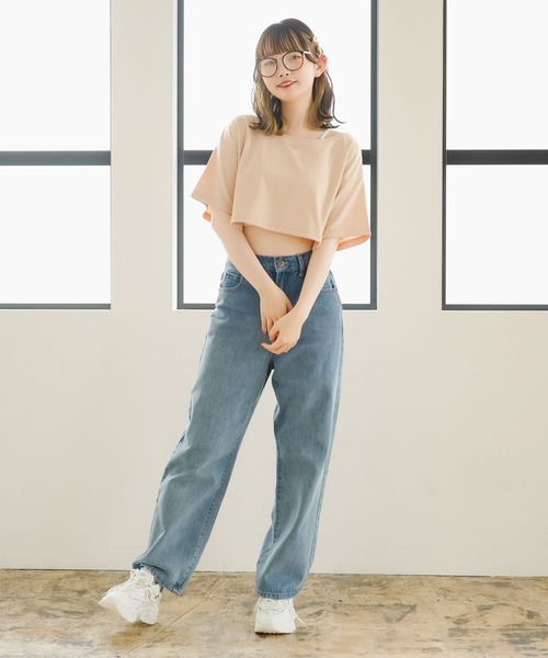 moulis'(ムーリス)の「クロップドロゴ刺繍Tシャツ(Tシャツ/カットソー・レディース・ベージュ/ホワイト/ブルー・LARGE/MEDIUM/3L/LL)」の17枚目の写真