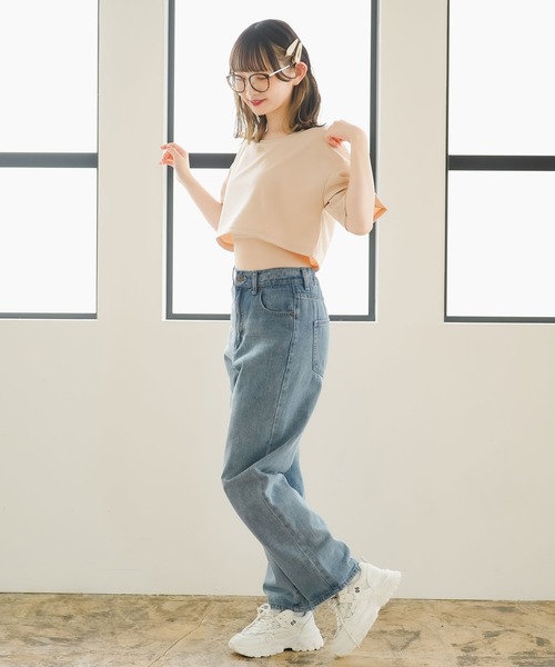 moulis'(ムーリス)の「クロップドロゴ刺繍Tシャツ(Tシャツ/カットソー・レディース・ベージュ/ホワイト/ブルー・LARGE/MEDIUM/3L/LL)」の18枚目の写真