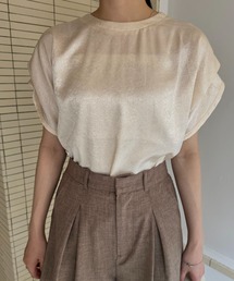 Amiur | tuck design sleeve satin tops / タックデザインスリーブサテントップス(Tシャツ/カットソー)