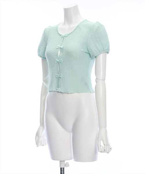 clear（クリア）の「フロントリボンメローカットソートップス（Tシャツ/カットソー・レディース・ミント/ブラック/アイボリー・F）」の10枚目の写真