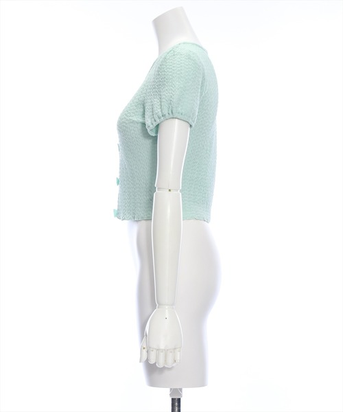 clear（クリア）の「フロントリボンメローカットソートップス（Tシャツ/カットソー・レディース・ミント/ブラック/アイボリー・F）」の9枚目の写真