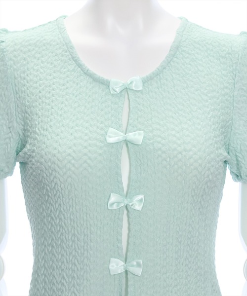 clear（クリア）の「フロントリボンメローカットソートップス（Tシャツ/カットソー・レディース・ミント/ブラック/アイボリー・F）」の5枚目の写真