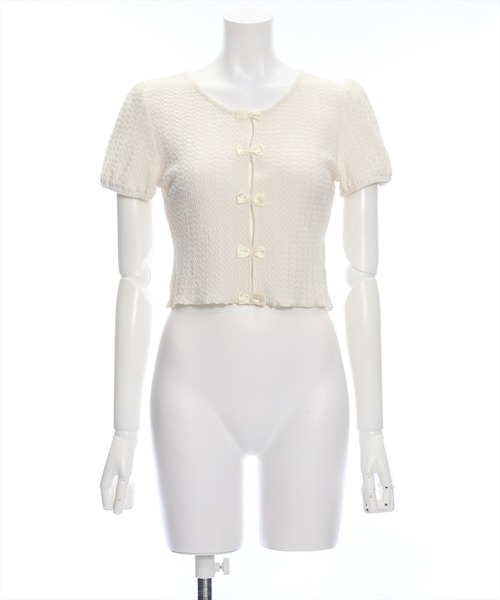 clear（クリア）の「フロントリボンメローカットソートップス（Tシャツ/カットソー・レディース・ミント/ブラック/アイボリー・F）」の18枚目の写真