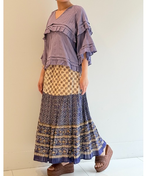 sara mallika(サラ マリカ)の「CTN KIKA ETHNIC PRT SK(スカート・レディース・グリーン/ブルー/ブラック・M/S)」の3枚目の写真