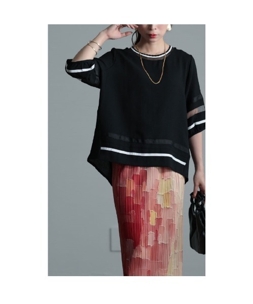 Sawa a la mode(サワアラモード)の「ライン柄プルオーバー(Tシャツ/カットソー・レディース・ブラック/ブルー/ベージュ・FREE)」の14枚目の写真