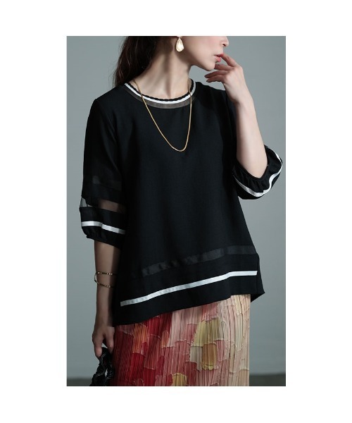 Sawa a la mode(サワアラモード)の「ライン柄プルオーバー(Tシャツ/カットソー・レディース・ブラック/ブルー/ベージュ・FREE)」の16枚目の写真