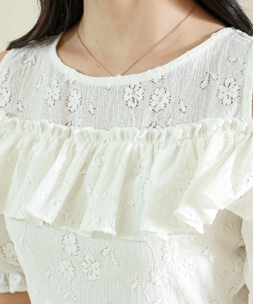Lace Ladies(レースレディース)の「カットアウト パフスリーブ 総レース マーメイド フリル ワンピース(ワンピース・レディース・ブラック/アイボリー・S/FREE)」の7枚目の写真