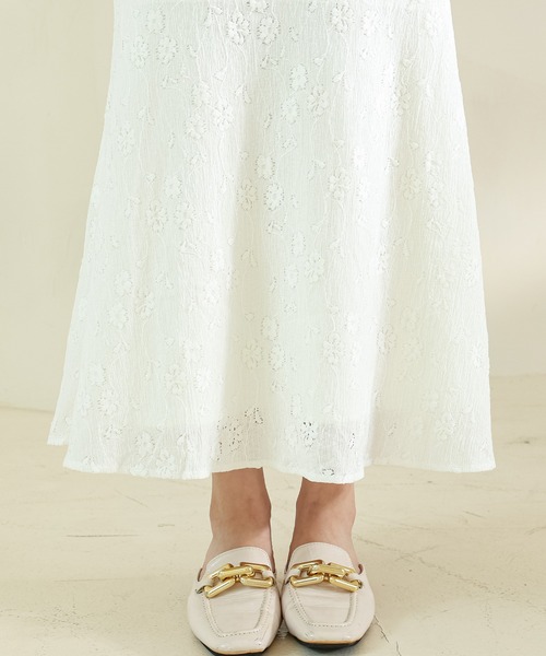 Lace Ladies(レースレディース)の「カットアウト パフスリーブ 総レース マーメイド フリル ワンピース(ワンピース・レディース・ブラック/アイボリー・S/FREE)」の4枚目の写真
