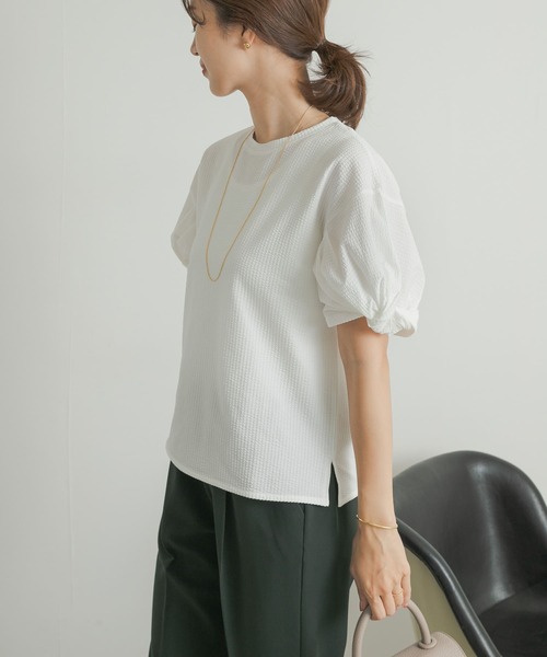 URBAN RESEARCH DOORS(アーバンリサーチドアーズ)の「ツイストスリーブプルオーバー(Tシャツ/カットソー・レディース・ネイビー/オフホワイト・MEDIUM)」の3枚目の写真