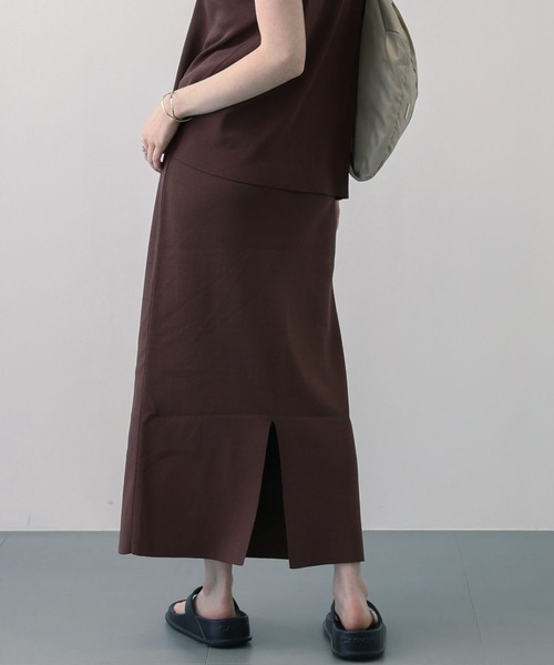 saloon（サルーン）の「SALOON(サルーン)/ニットIラインスカート【手洗い可】セットアップ可（スカート・レディース・ブラウン/ブラック・FREE）」の4枚目の写真
