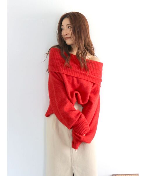 Ungrid（アングリッド）の「オフショルルーズニット（ニット/セーター・レディース・ブラウン/レッド/グレー・FREE）」の8枚目の写真