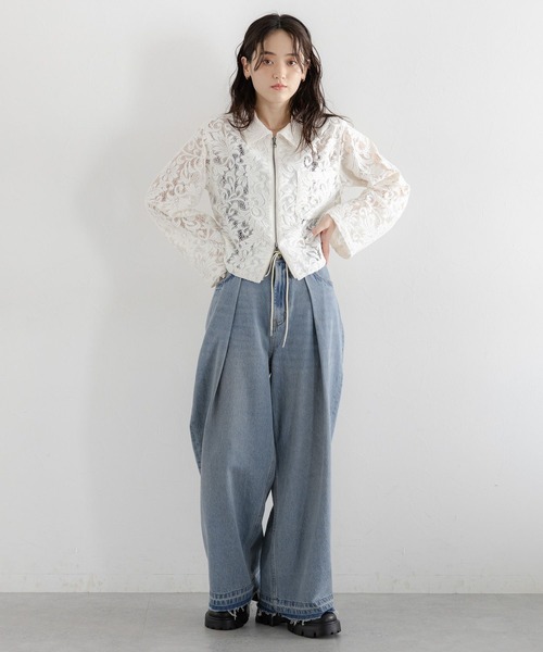 RAGEBLUE（レイジブルー）の「ウエスト紐付き/タックワイドデニム（デニムパンツ・レディース・ブラック/ブルー・FREE）」の20枚目の写真