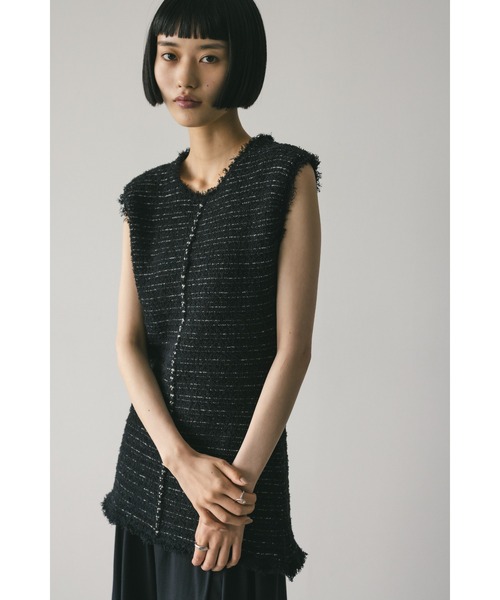 STYLEMIXER（スタイルミキサー）の「ツイードニットトップ（タンクトップ・レディース・アイボリー/ブラック/サックスブルー・FREE）」の16枚目の写真