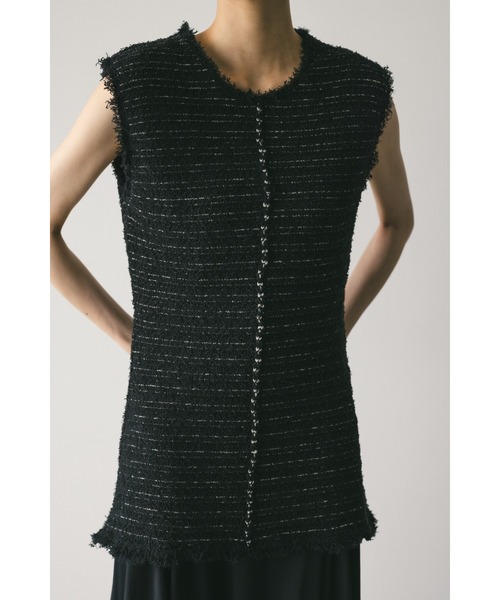 STYLEMIXER（スタイルミキサー）の「ツイードニットトップ（タンクトップ・レディース・アイボリー/ブラック/サックスブルー・FREE）」の20枚目の写真