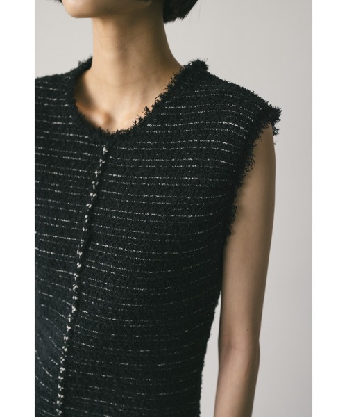 STYLEMIXER（スタイルミキサー）の「ツイードニットトップ（タンクトップ・レディース・アイボリー/ブラック/サックスブルー・FREE）」の22枚目の写真