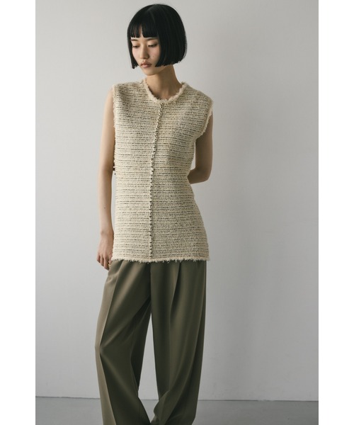 STYLEMIXER（スタイルミキサー）の「ツイードニットトップ（タンクトップ・レディース・アイボリー/ブラック/サックスブルー・FREE）」の4枚目の写真