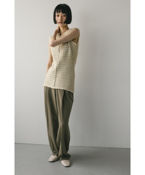 STYLEMIXER（スタイルミキサー）の「ツイードニットトップ（タンクトップ・レディース・アイボリー/ブラック/サックスブルー・FREE）」の5枚目の写真