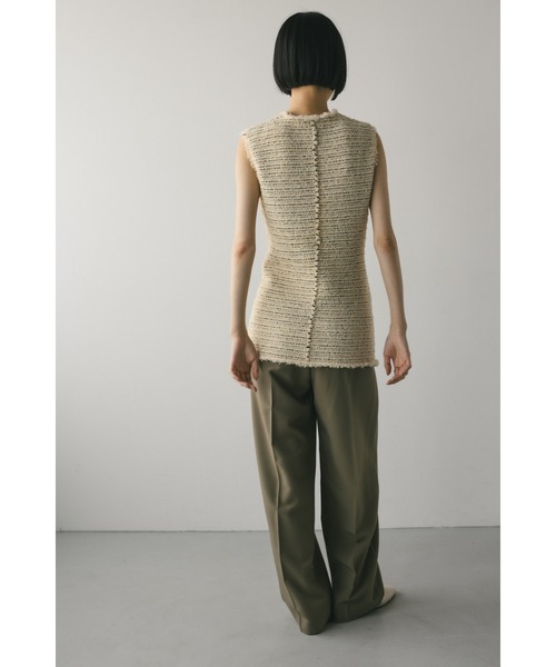 STYLEMIXER（スタイルミキサー）の「ツイードニットトップ（タンクトップ・レディース・アイボリー/ブラック/サックスブルー・FREE）」の6枚目の写真