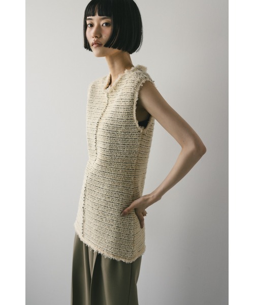 STYLEMIXER（スタイルミキサー）の「ツイードニットトップ（タンクトップ・レディース・アイボリー/ブラック/サックスブルー・FREE）」の7枚目の写真