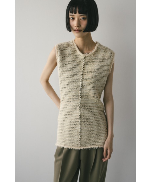STYLEMIXER（スタイルミキサー）の「ツイードニットトップ（タンクトップ・レディース・アイボリー/ブラック/サックスブルー・FREE）」の8枚目の写真
