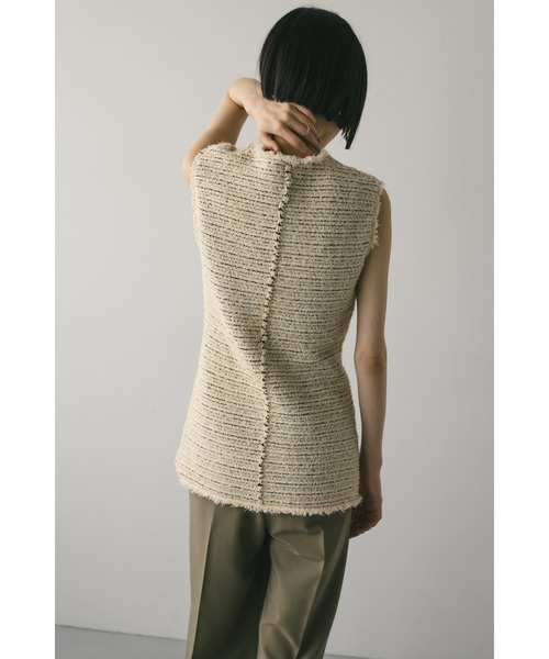 STYLEMIXER（スタイルミキサー）の「ツイードニットトップ（タンクトップ・レディース・アイボリー/ブラック/サックスブルー・FREE）」の9枚目の写真